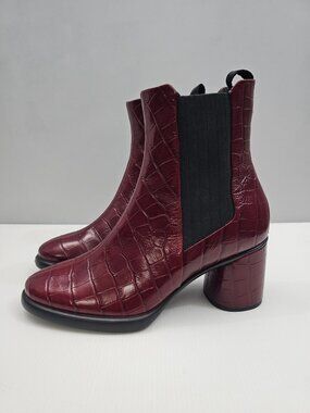 Ecco Sculpted LX 35 Chelsea Ankle Boots Womens EU 41 Brick Red Reptile Leather